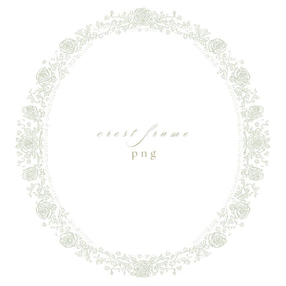 Minimal Sage Green Crest Frame PNG, Elegant Wedding Monogram Border