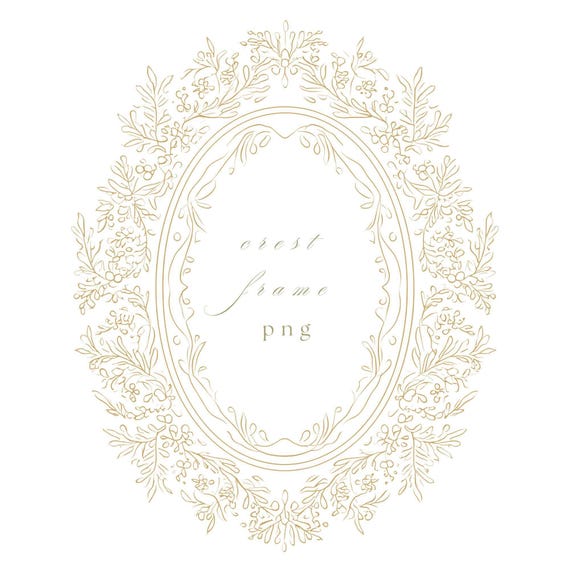 Elegant Gold Oval Frame PNG, Wedding Crest Border Clipart, Fine Line Luxury Design for Invitations, Logos and Branding Use