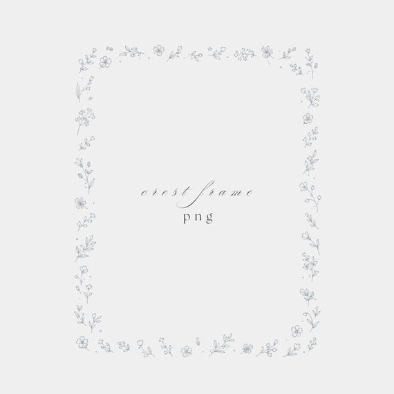 Scattered Tiny Botanicals Frame PNG | Fine Line Pencil Clipart | Wedding | Transparent | 300 DPI