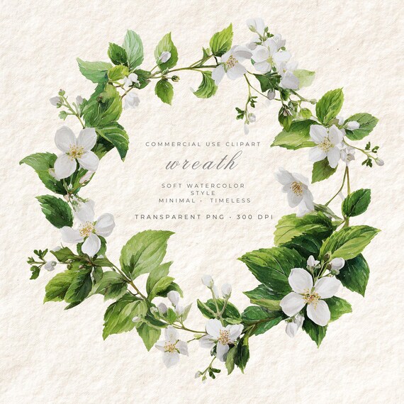 Greenery Orange Blossom Transparent PNG, Floral Clipart, Digital Art Download Commercial Use, Stationery Card Design