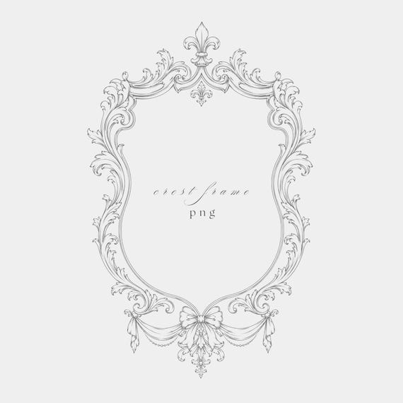 Baroque Mirror Frame PNG | Fine Line Clipart | Wedding Stationery | Transparent | 300 DPI