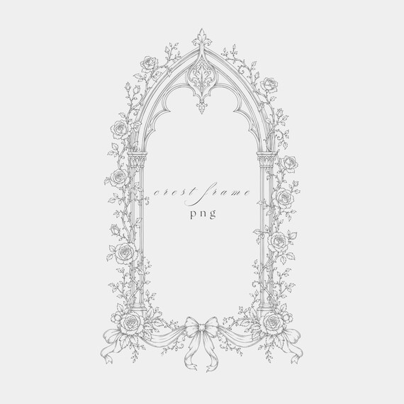 Gothic Arch Frame PNG Clipart | Fine Line Baroque | Wedding Stationery | Transparent | 300 DPI