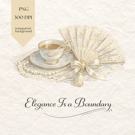 Elegance Is a Boundary PNG – Vintage Tea Quote Design for Regency Style T-Shirts | POD