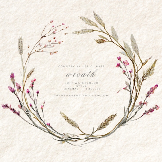 Wildflower Wreath Watercolor PNG Clipart, Pastel Floral Frame Transparent, Baby Shower Wedding Invitation Art, Commercial Use Download