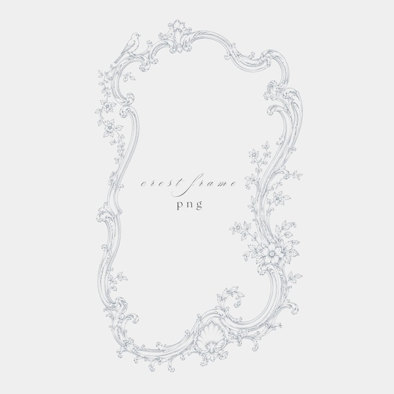 Baroque Boiserie Frame PNG | Fine Line Pencil Style Clipart | Wedding | Transparent | 300 DPI