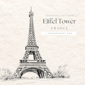 Eiffel Tower Clipart PNG | Paris Landmark for Invitations, Logos, Sublimation, Travel Projects | Transparent Background | 300 DPI