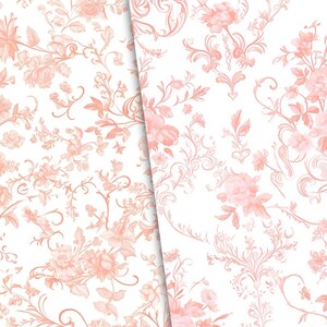 Pink Toile De Jouy Patterns – Baroque Style, 8 High-Res JPEGs (Digital Download) image 3