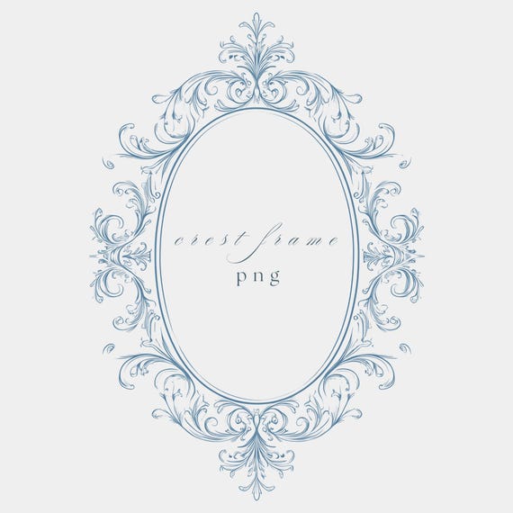 Luxury Oval Crest Frame PNG, Ornate Wedding Border, Fine Line Clipart