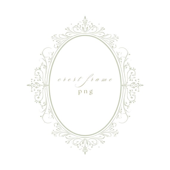 Sage Green Monogram Frame PNG, Elegant Wedding Crest Border, Fine Line Clipart