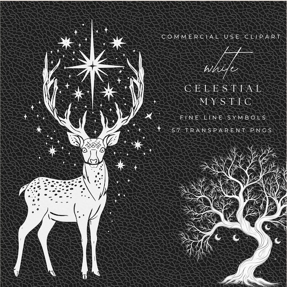 Celestial Alchemy Clipart | White Mystic PNG Graphics (Digital Download)