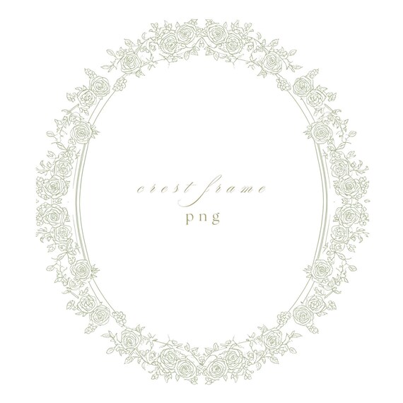 Sage Green Luxury Crest Frame PNG, Wedding Monogram Oval Border Clipart