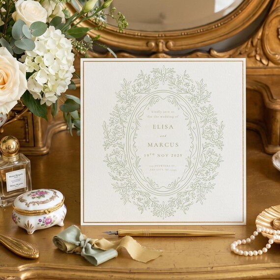 Sage Green Crest Clipart PNG, Elegant Oval Frame, Wedding Monogram Border
