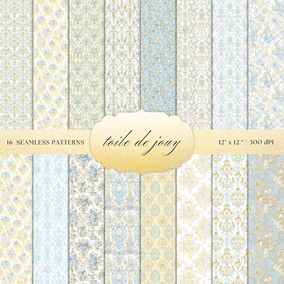 Toile de Jouy Digital Paper | French Rococo Seamless Patterns (PNGs)