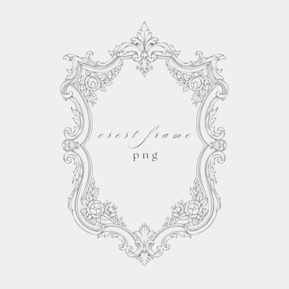 Baroque Shield Frame PNG | Fine Line Clipart | Wedding Stationery | Transparent | 300 DPI