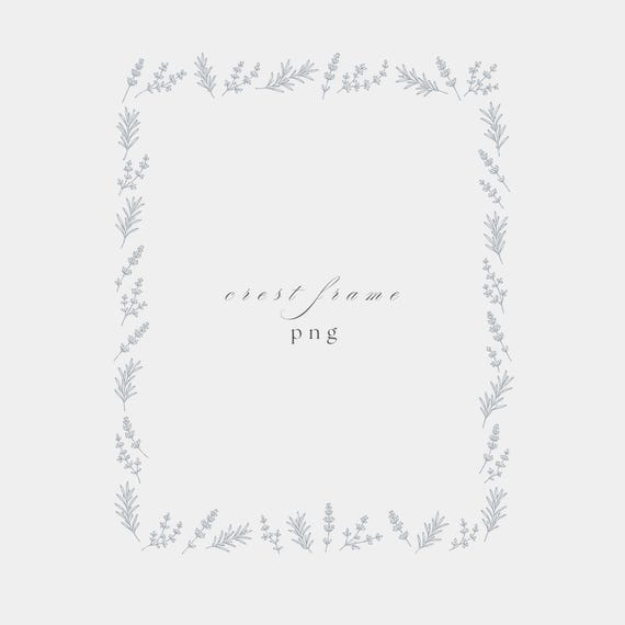 Mixed Herb Sprigs Frame PNG | Fine Line Pencil Clipart | Wedding | Transparent | 300 DPI