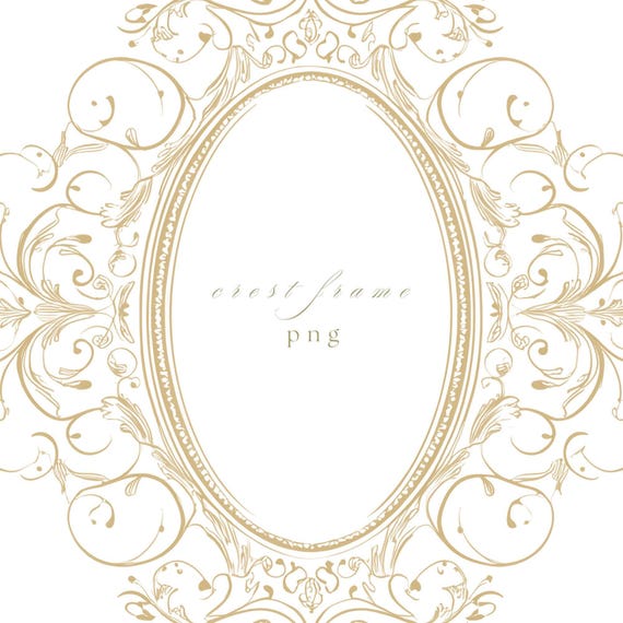 Gold Wedding Crest Border PNG, Elegant Oval Frame Clipart, Fine Line Luxury Design for Invitations, Logos and Branding Projects