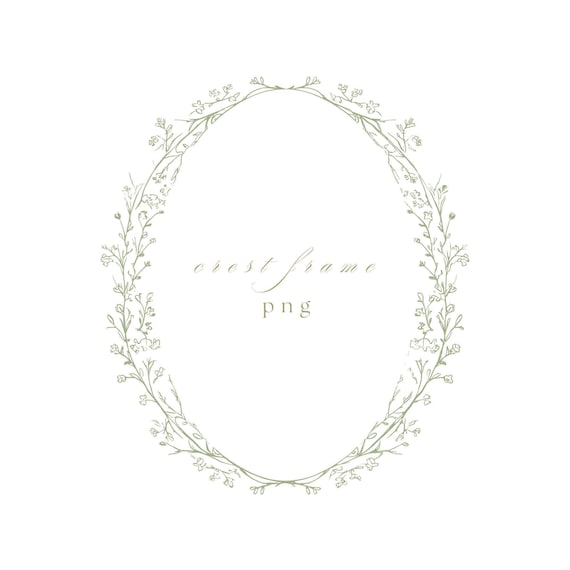 Elegant Sage Green Oval Frame PNG, Wedding Crest Border Clipart