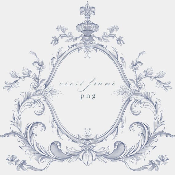 Wedding Crest Frame PNG | Baroque Floral Design (Digital Download)