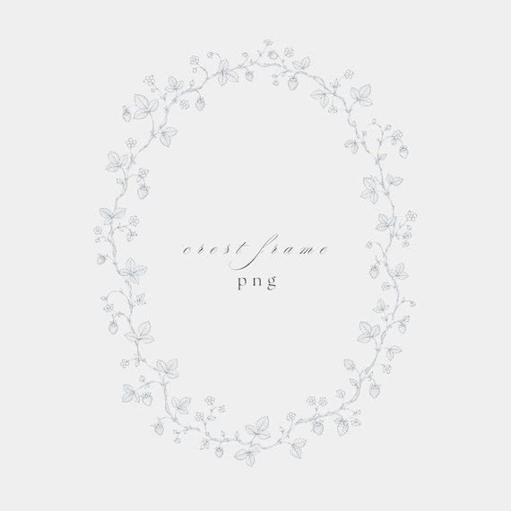 Wild Strawberry Frame PNG | Fine Line Pencil Clipart | Wedding Stationery | Transparent | 300 DPI