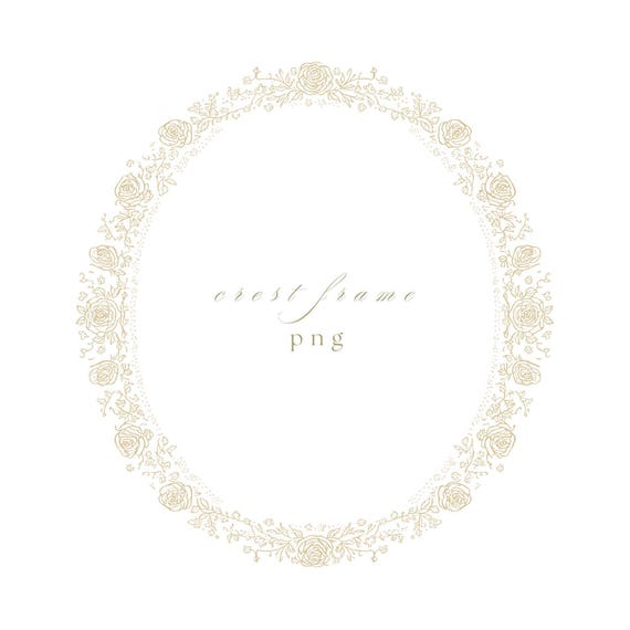 Gold Wedding Crest Clipart PNG, Elegant Oval Frame Monogram Border, Fine Line Luxury Design for Invitations and Branding Use