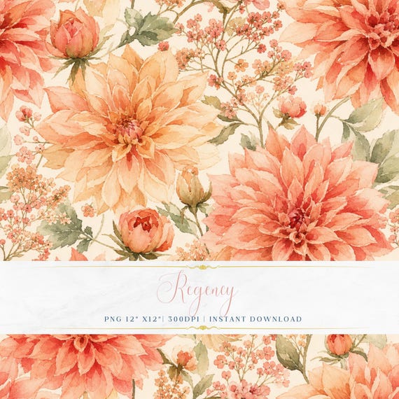 Romantic Cottagecore Floral PNG Seamless Pastel Digital Paper Fabric Wallpaper Printable