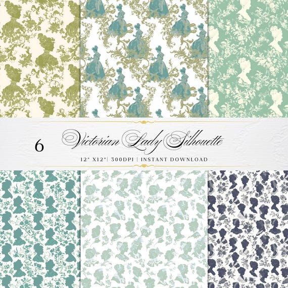 Victorian Lady Silhouette Pattern | Elegant Seamless Art Prints (Digital Download)