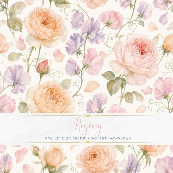 Cottagecore Pastel Floral Pattern PNG Vintage Seamless Digital Paper Wallpaper Background