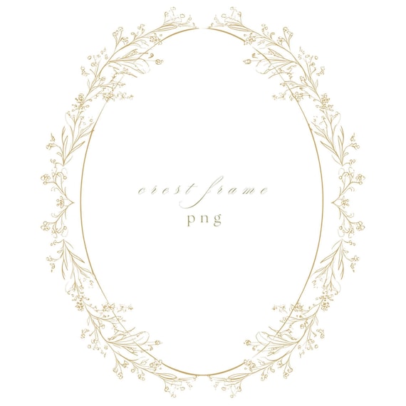 Gold Oval Frame PNG, Wedding Crest Border, Elegant Fine Line Clipart for Invitations, Stationery, Logos and Branding Projects