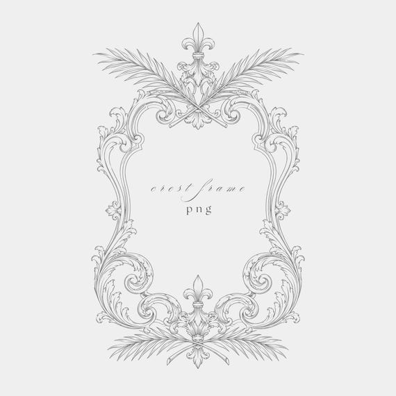Acanthus Baroque Frame PNG | Fine Line Clipart | Wedding Stationery | Transparent | 300 DPI