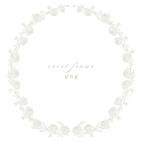 Sage Green Wedding Crest PNG, Luxury Oval Border Frame Clipart