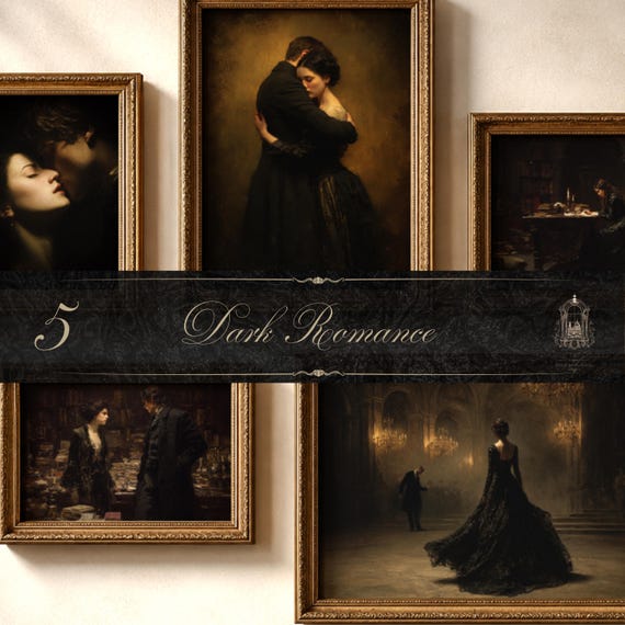 Dark Romance Wall Art Bundle Set of 5, Gothic Baroque Printable Art, Dark Academia Decor, Moody Couple Prints