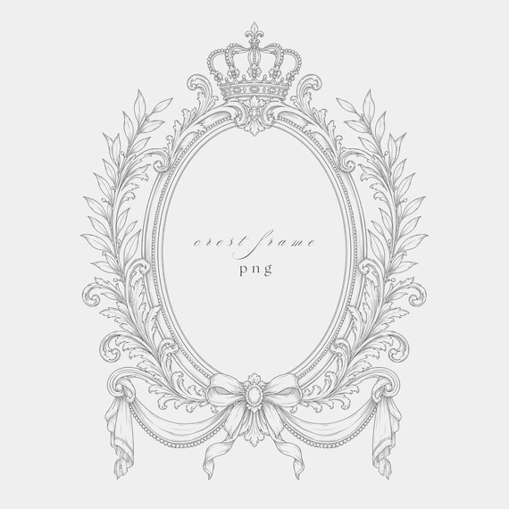 Medallion Baroque Frame PNG | Fine Line Clipart | Wedding Stationery | Transparent | 300 DPI