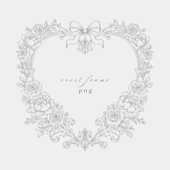 Heart Baroque Frame PNG Clipart | Fine Line Wedding | Transparent Background | 300 DPI