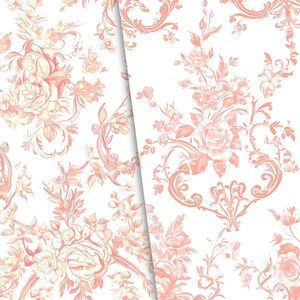 Pink Toile De Jouy Patterns – Baroque Style, 8 High-Res JPEGs (Digital Download) image 2