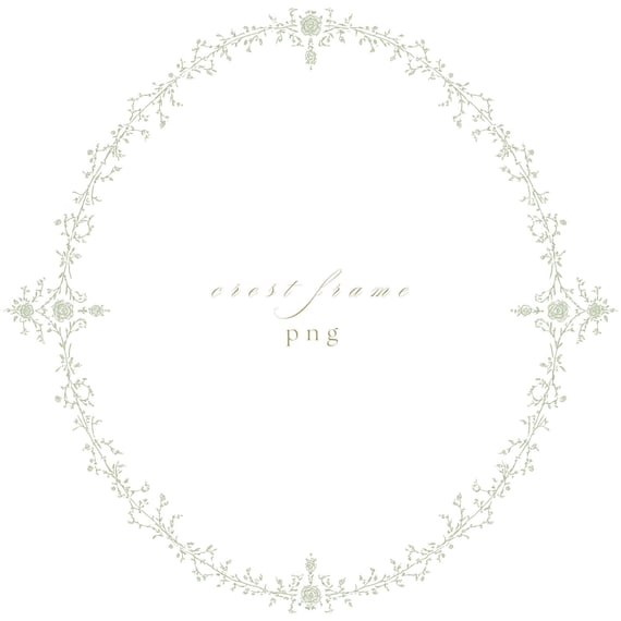 Botanical Wedding Crest PNG, Sage Green Oval Frame, Elegant Border Clipart