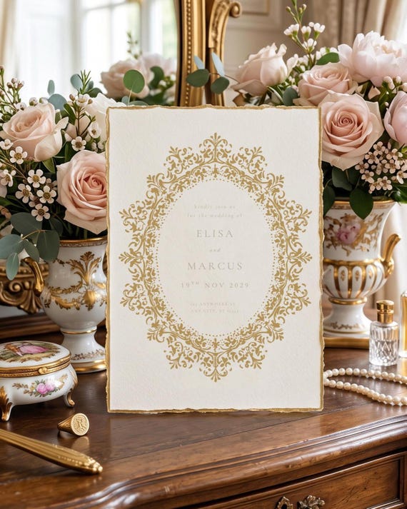 Elegant Gold Crest PNG, Oval Wedding Frame Border Clipart, Fine Line Luxury Design for Invitations and Branding Use