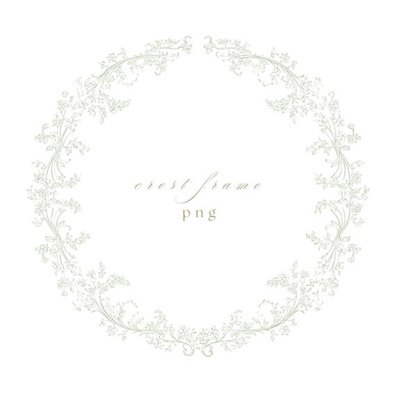Sage Green Crest Frame Clipart PNG, Minimal Wedding Monogram Border