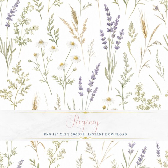 Pastel Garden Seamless Pattern PNG Romantic Cottagecore Digital Paper Wallpaper Design