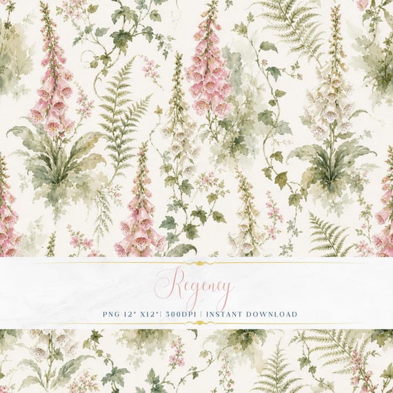 Vintage Pastel Floral Seamless PNG Elegant Digital Paper Fabric Wallpaper Background Pattern