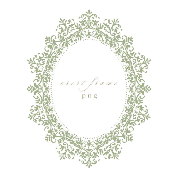 Sage Green Wedding Crest PNG, Elegant Monogram Frame, Fine Line Oval Border Clipart