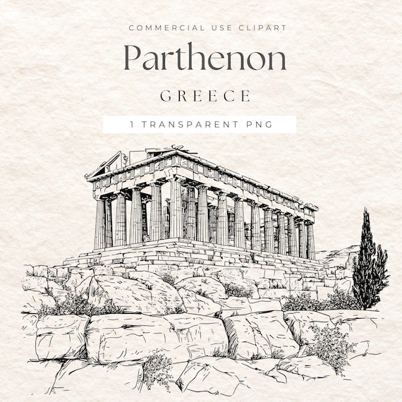 Parthenon Clipart | Hand-Drawn Greek Temple PNG (Transparent Background)
