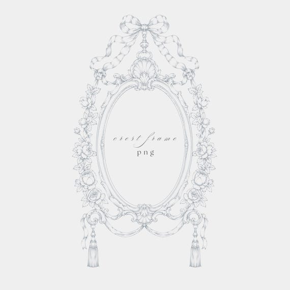 Fine Line Baroque Frame PNG | Pencil Sketch Clipart | Wedding Stationery | Transparent | 300 DPI
