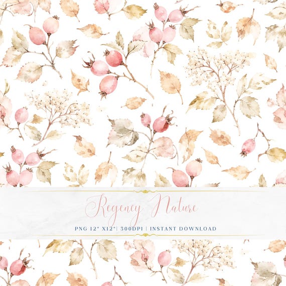 Cottagecore Floral Pattern PNG Soft Pastel Watercolor Digital Paper Wallpaper Printable