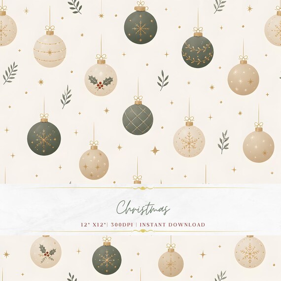 Minimal Christmas Seamless Pattern PNG, Elegant Vintage Holiday Design, Fine Line Digital Paper