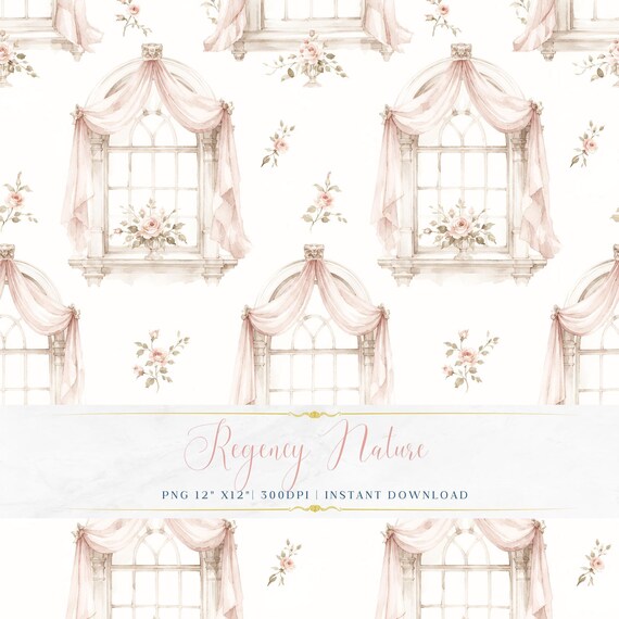 Romantic Watercolor Floral PNG Seamless Vintage Wallpaper Digital Paper Background Pattern