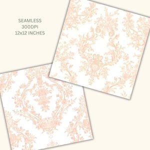 Rokoko-Rosa Digitalpapier | Nahtlose Muster im französischen Vintage-Stil (300 DPI JPEGs) Bild 2