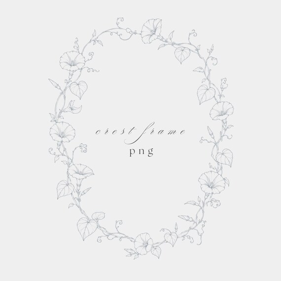 Floral Frame PNG | Fine Line Pencil Clipart | Wedding Stationery | Transparent | 300 DPI