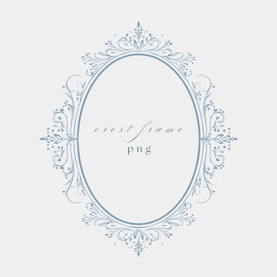 Fine Line Wedding Crest Frame PNG, Oval Decorative Border Clipart