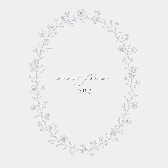 Botanical Sprigs Frame PNG | Fine Line Pencil Clipart | Wedding Stationery | Transparent | 300 DPI
