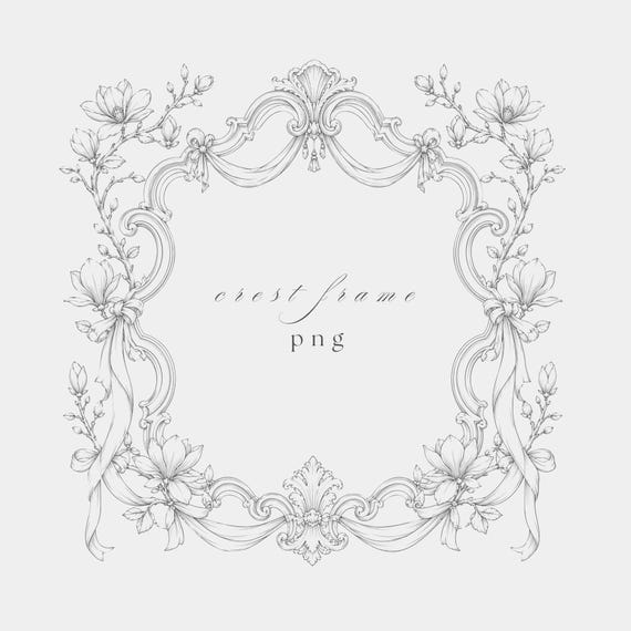 Rococo Floral Frame PNG Clipart | Fine Line Baroque | High Resolution | Transparent Download